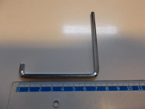 Sechskantstiftschlüssel 4 mm, 2 x gebogen, vernickelt und gehärtet, 75 x 75 Schenkellänge, Maco